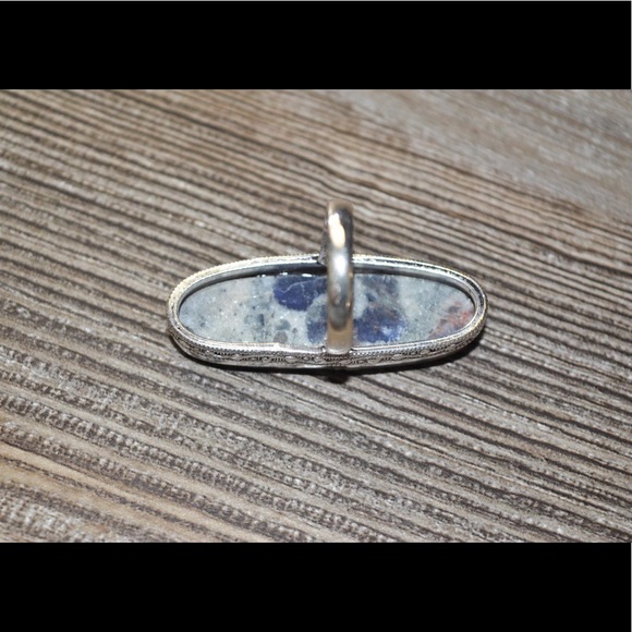 Oversize Stone of Sodalite Ring Size 7 1/4 - Picture 6 of 9